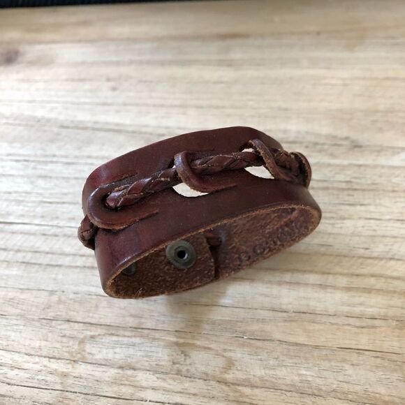 Genuine Leather Rustic Boho Braided Cuff Bracelet - Picture 3 of 3